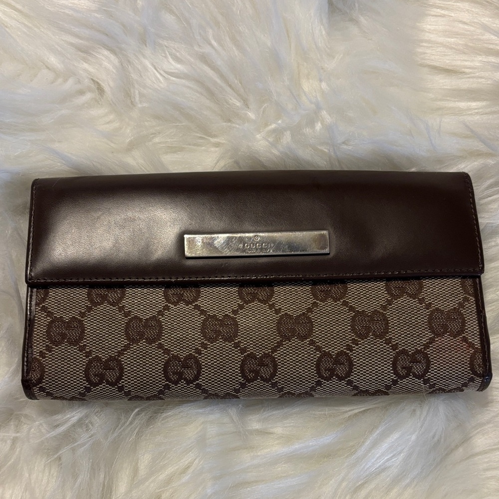 Gucci GG Canvas and Leather Monogram Long Wallet